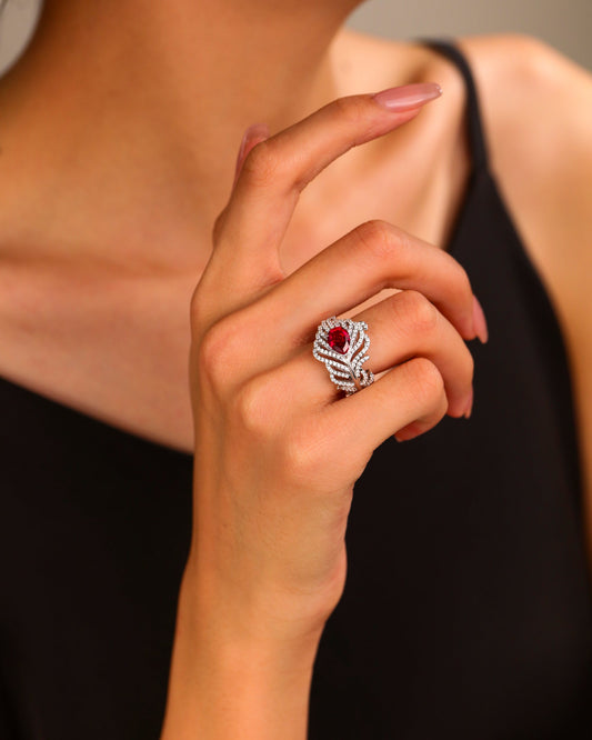 1-Carat Ruby Teardrop Ring