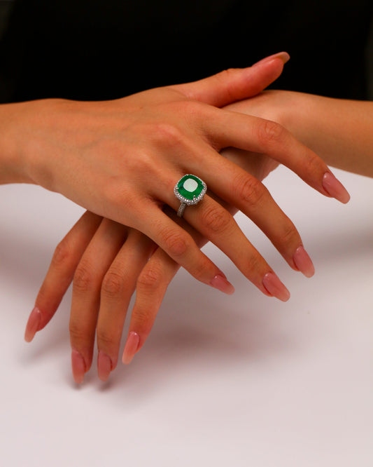 5-Carat Lab-Created Green Gemstone Ring