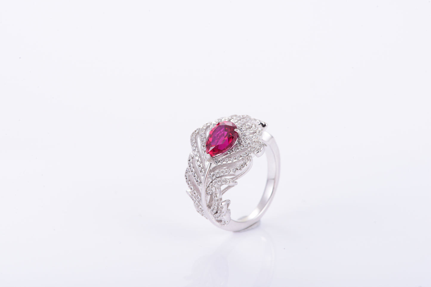 1-Carat Ruby Teardrop Ring