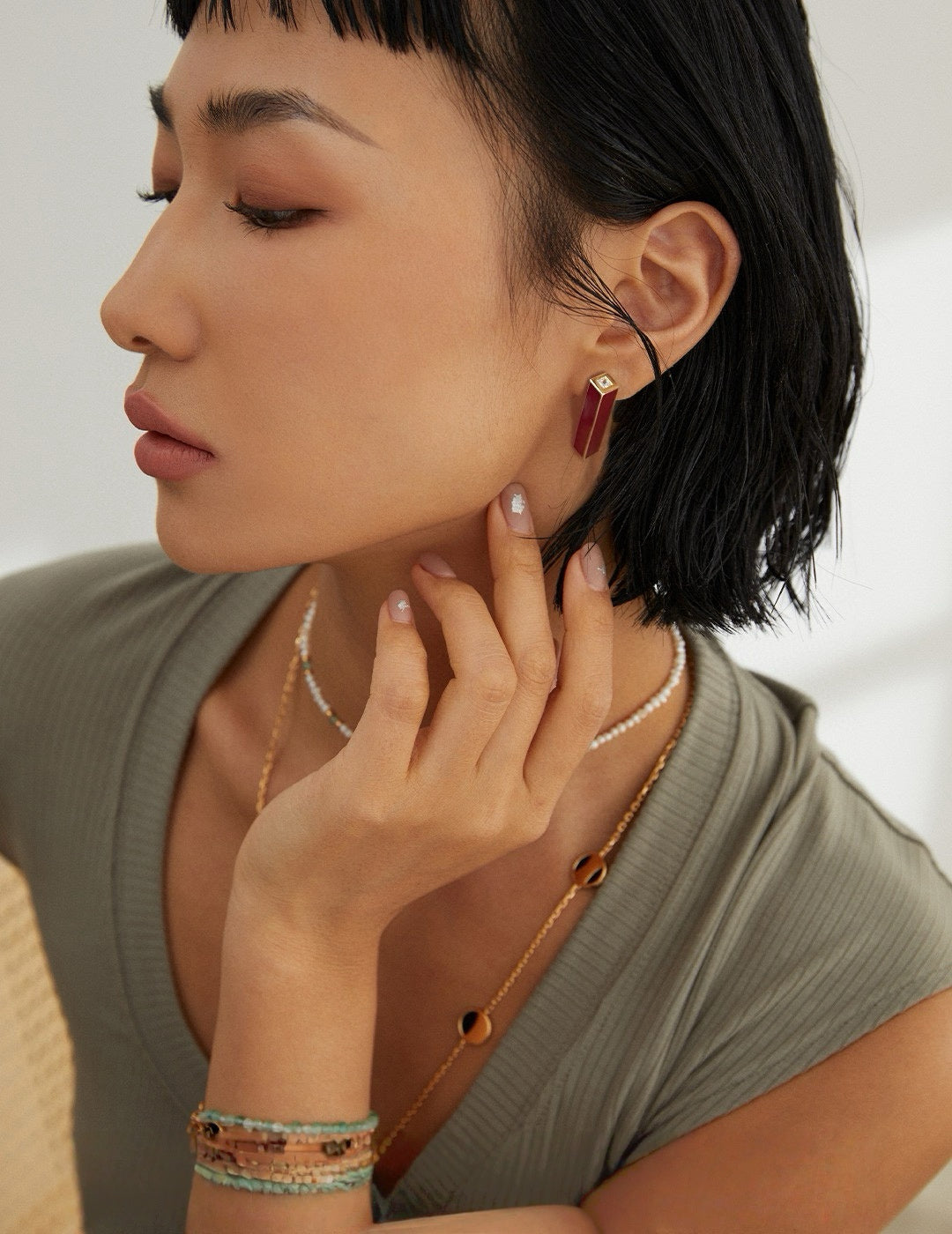 Ruby Glow Minimal Earrings