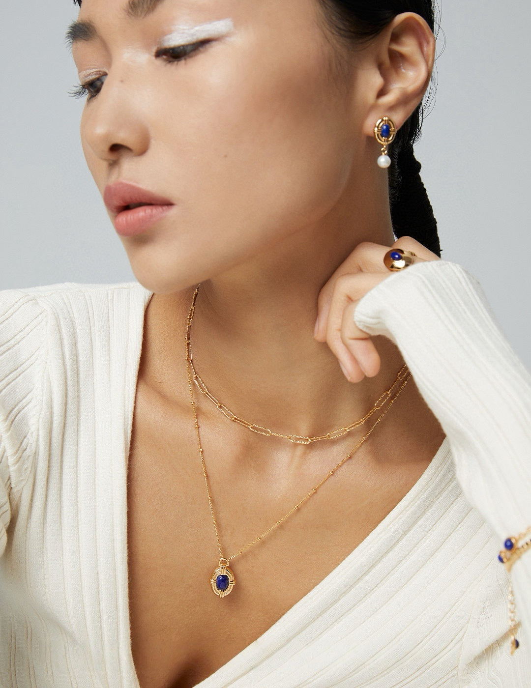 Palace Night Lapis Earrings/Necklace