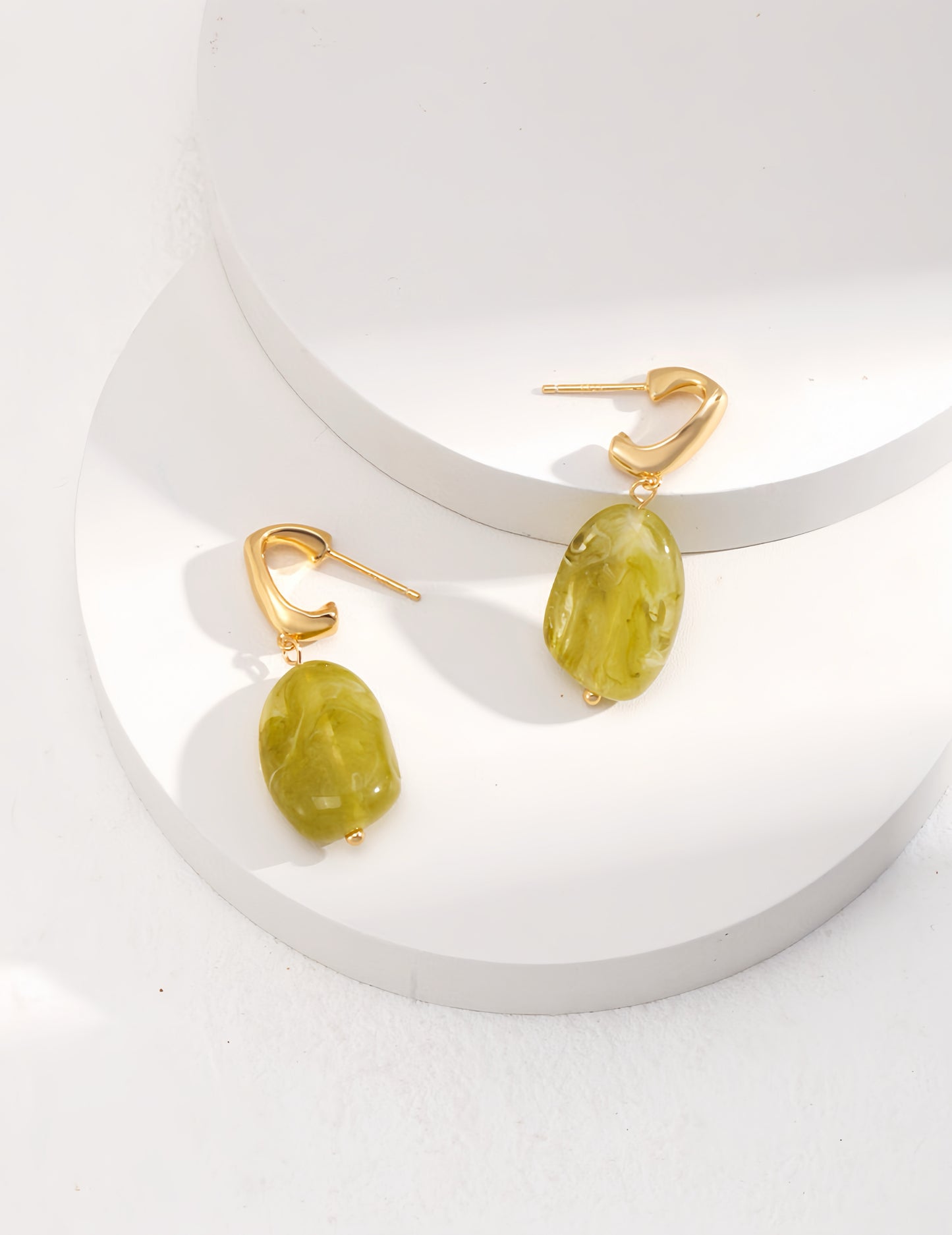 Modern Green Resin Stud Earrings