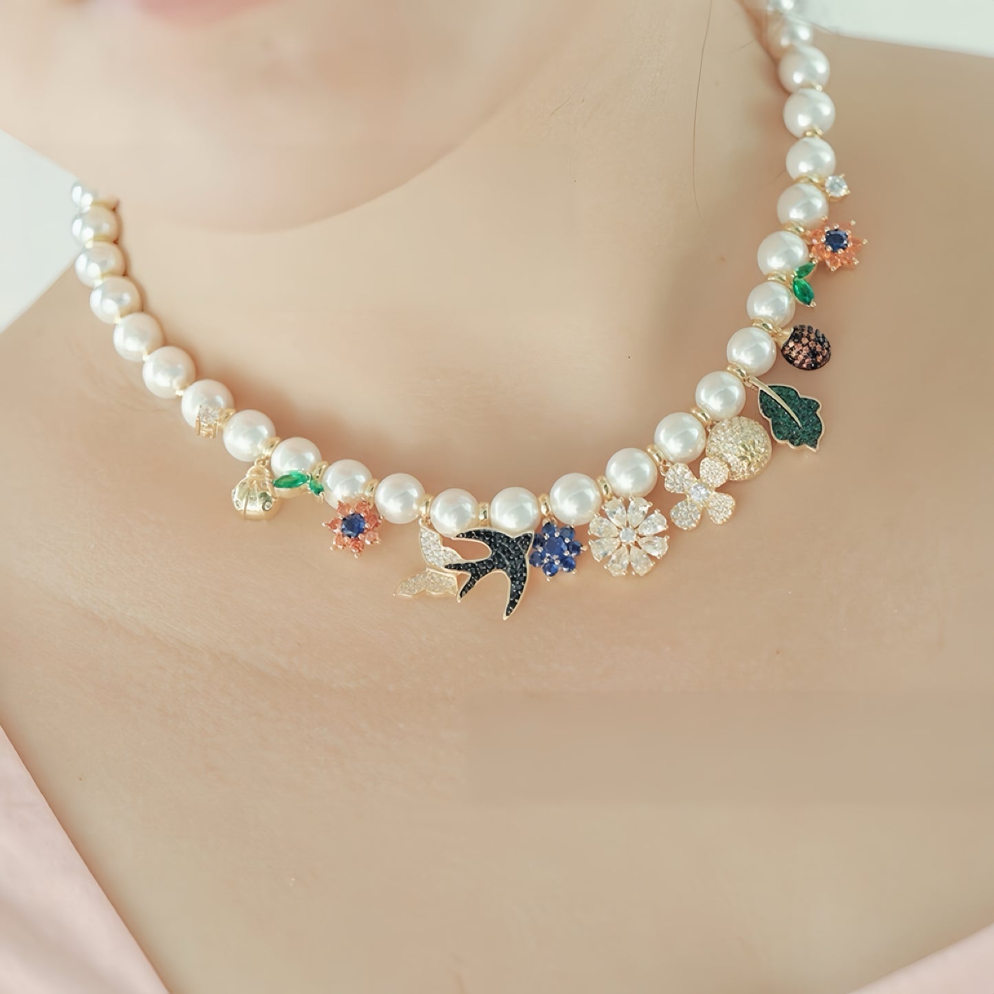Whispering Swallow Pearl Necklace