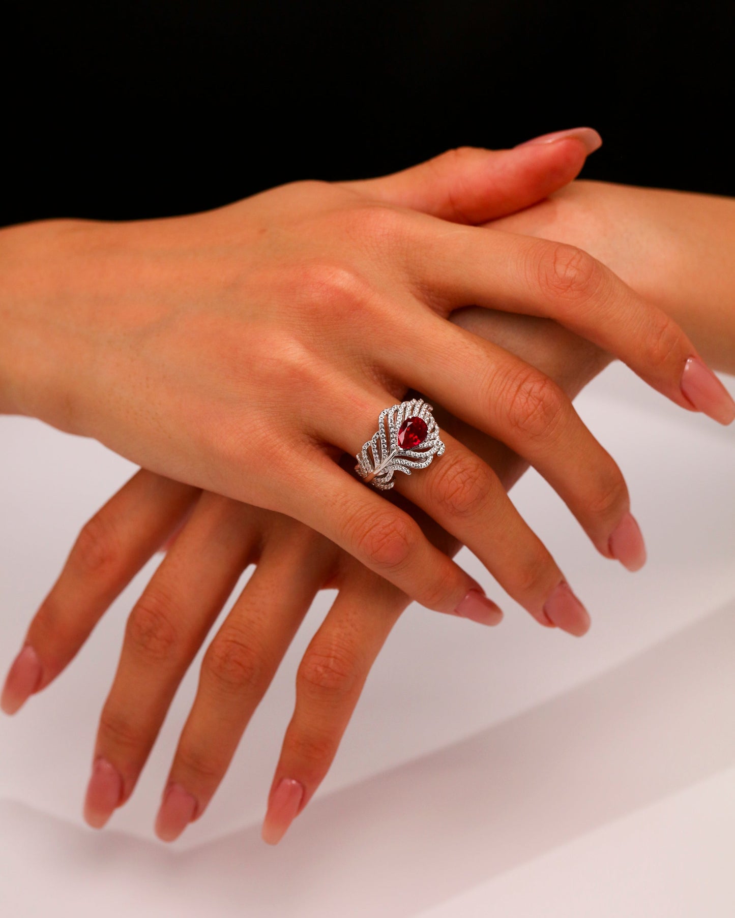 1-Carat Ruby Teardrop Ring