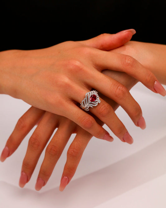 1-Carat Ruby Teardrop Ring
