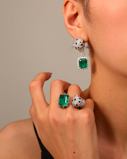 Emerald Green Leopard Ring