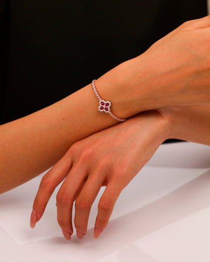 Ruby Four-Leaf Clover Bracelet