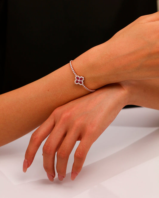 Ruby Four-Leaf Clover Bracelet