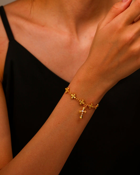 18K Gold Plated Cross Bracelet