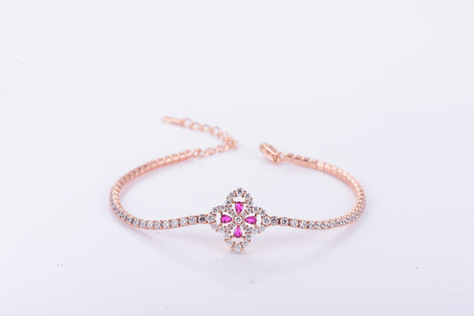 Ruby Four-Leaf Clover Bracelet