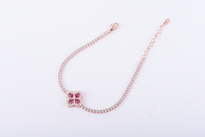 Ruby Four-Leaf Clover Bracelet