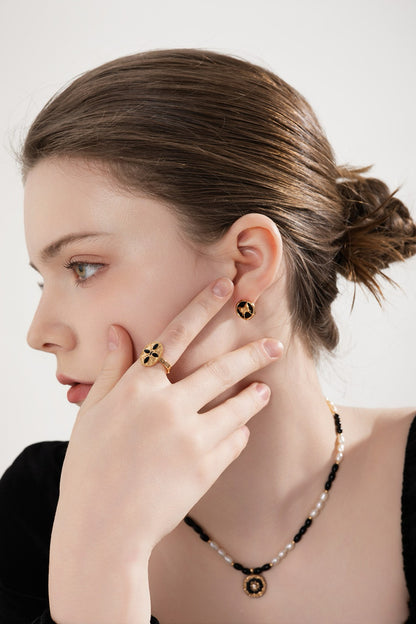 Vintage Black Glaze Ring