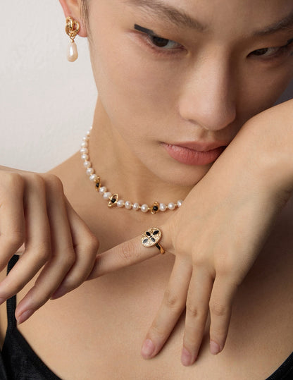 Vintage Black Glaze Ring