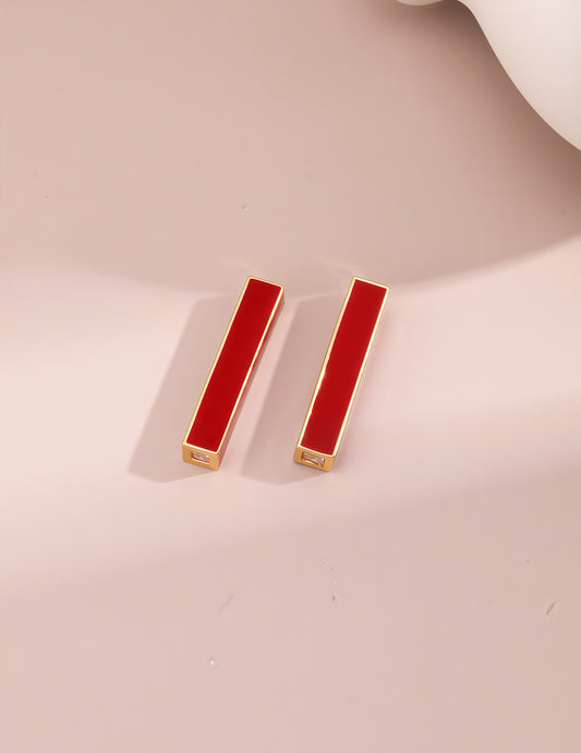 Ruby Glow Minimal Earrings