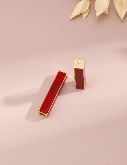 Ruby Glow Minimal Earrings