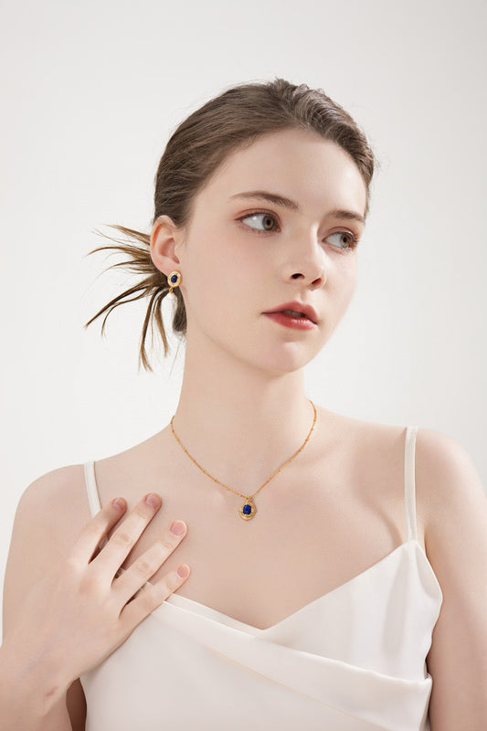 Palace Night Lapis Earrings/Necklace