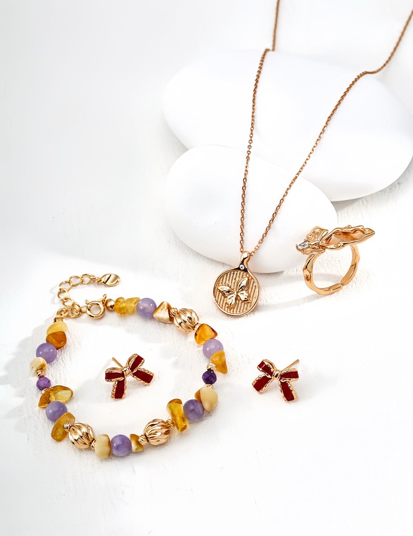 Sunset Amber Amethyst Bracelet