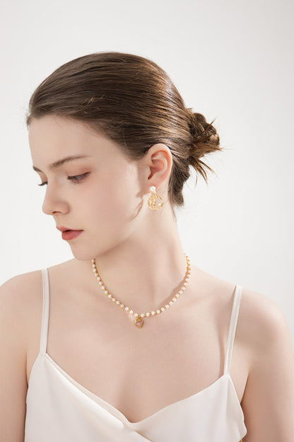 Strawberry Heart Pearl Necklace