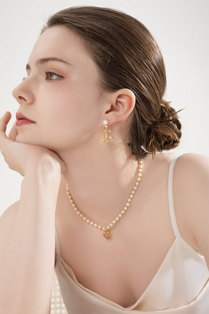 Strawberry Heart Pearl Necklace