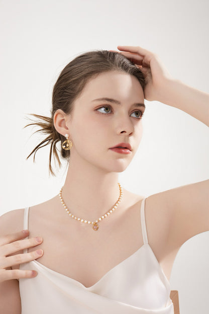 Strawberry Heart Pearl Necklace