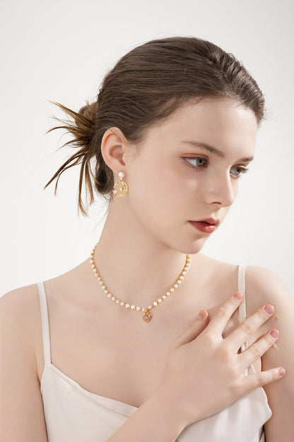 Strawberry Heart Pearl Necklace