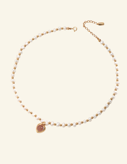 Strawberry Heart Pearl Necklace