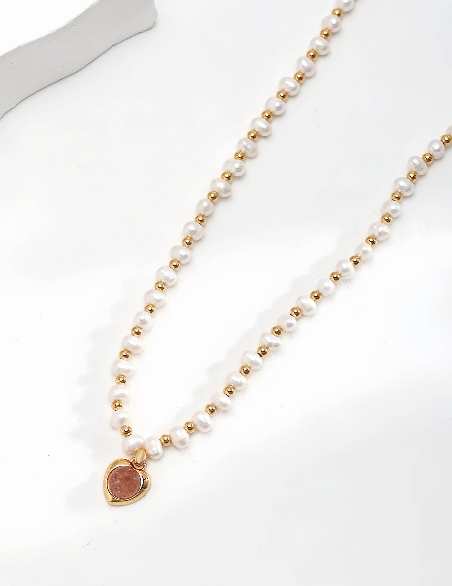 Strawberry Heart Pearl Necklace