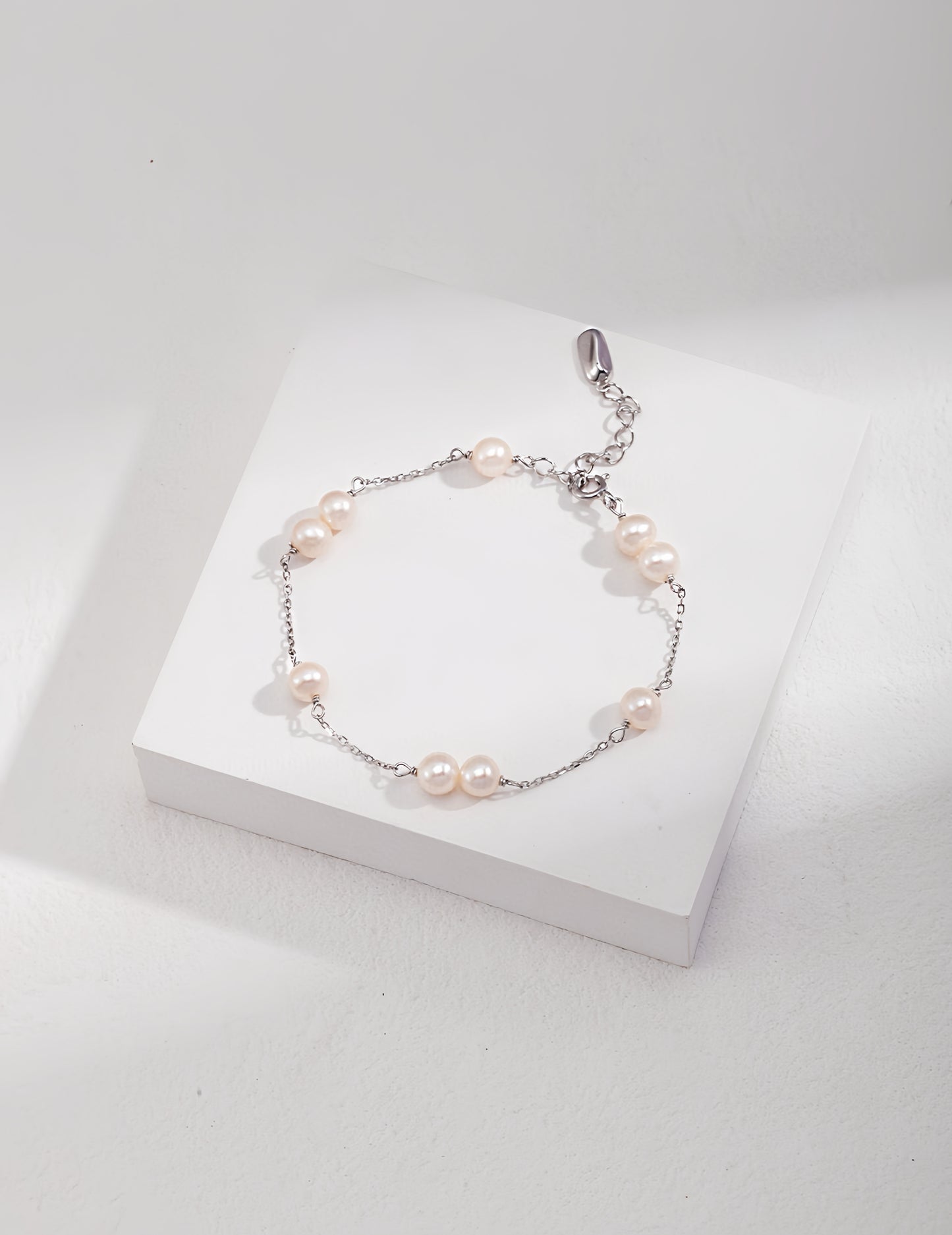 Pure Silver Pearl Bracelet & Necklace Set