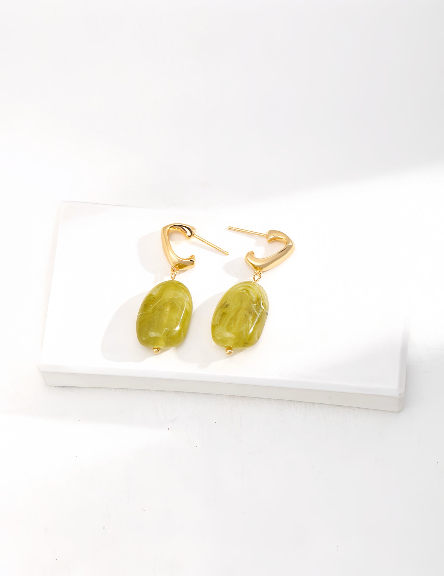 Modern Green Resin Stud Earrings