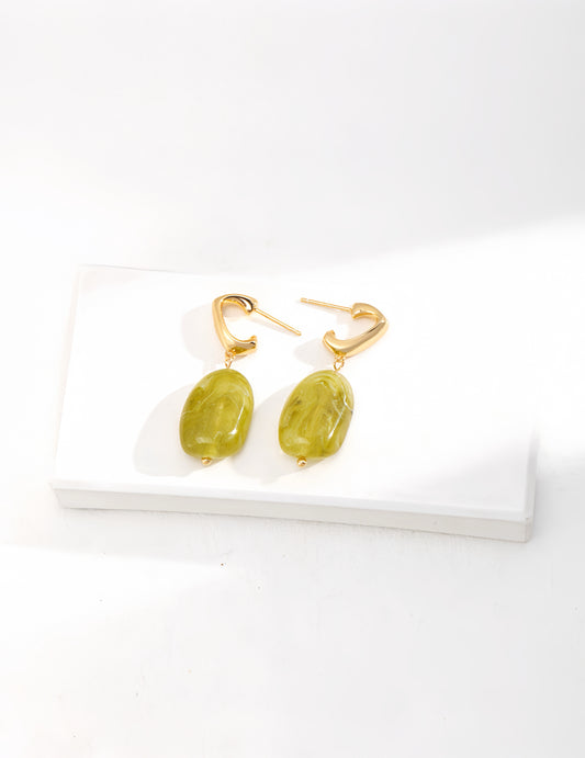 Modern Green Resin Stud Earrings