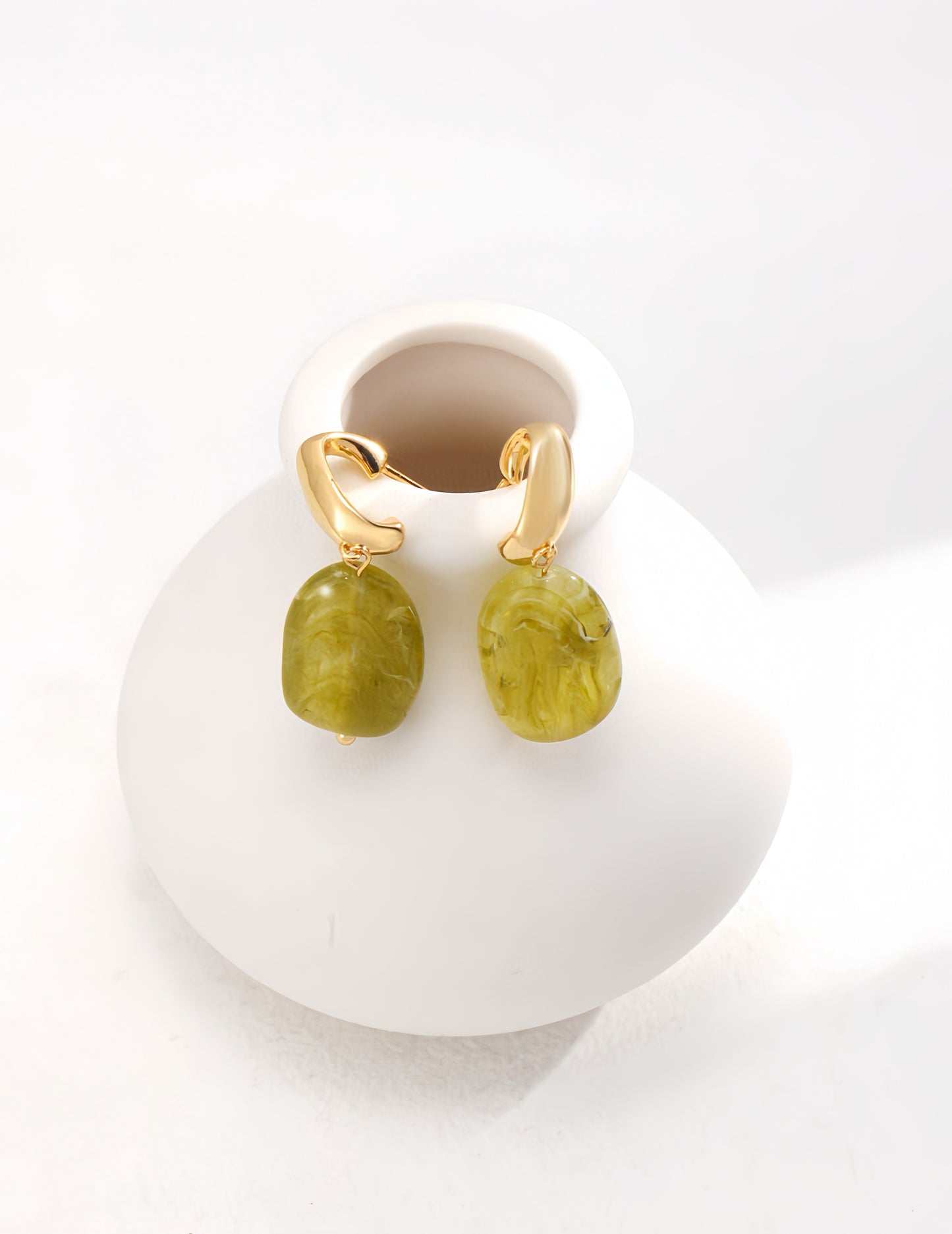 Modern Green Resin Stud Earrings