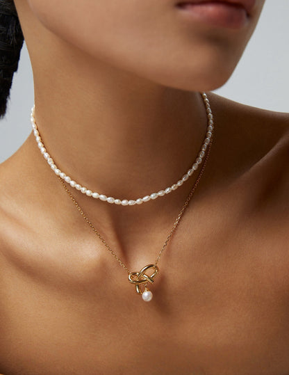 Sterling Heart Pearl Necklace
