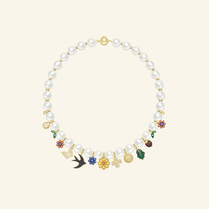 Whispering Swallow Pearl Necklace